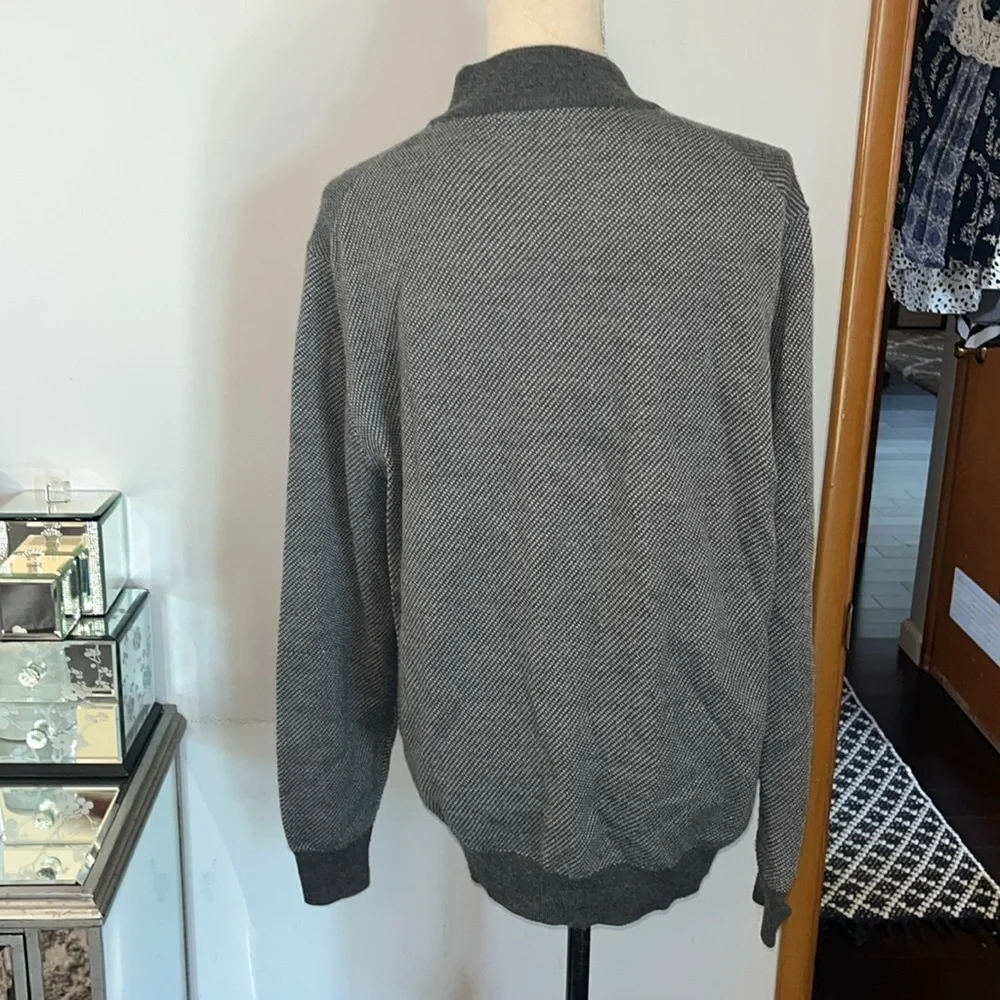 Toscano Gray Zip Up Sweater with High Collar size Large